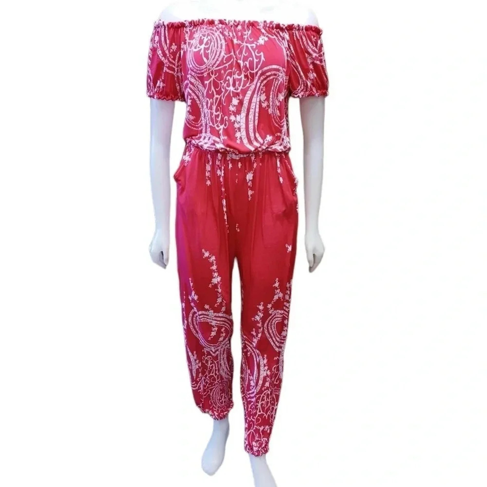 Unbranded 100% Silk  Pink & White Romper Size XL